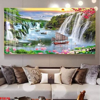 File gốc Tranh sơn thủy thác nước PT8155 cho in ấn và thiết kế