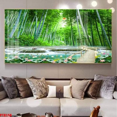 Chi tiết file ảnh Tranh sơn thủy thác nước PT8158 sắc nét