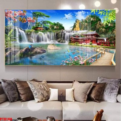 File ảnh Tranh sơn thủy thác nước PT8169 (gốc) trang trí khách sạn