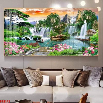 File tranh Tranh sơn thủy thác nước PT8171 (ảnh gốc) độ nét vượt trội