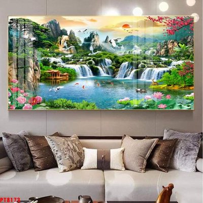 Tải file Tranh sơn thủy thác nước PT8173 (gốc) chủ đề tâm linh