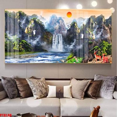 Tải file Tranh sơn thủy thác nước PT8188 (gốc) chủ đề tôn giáo