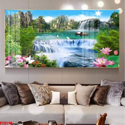 File gốc Tranh sơn thủy thác nước PT8196 (in 3D) nghệ thuật