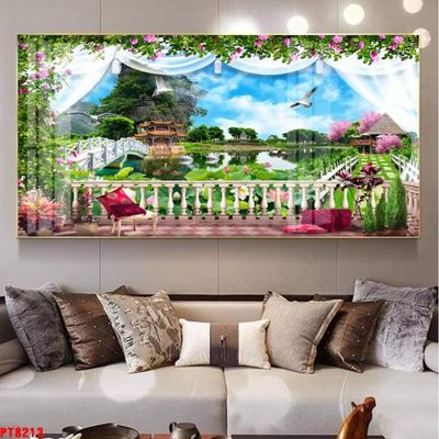 Tải file gốc Tranh sơn thủy thác nước PT8213 (in bạt) quảng cáo