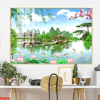 Tải file Tranh sơn thủy thác nước PT8218 (gốc) để in ấn ngay