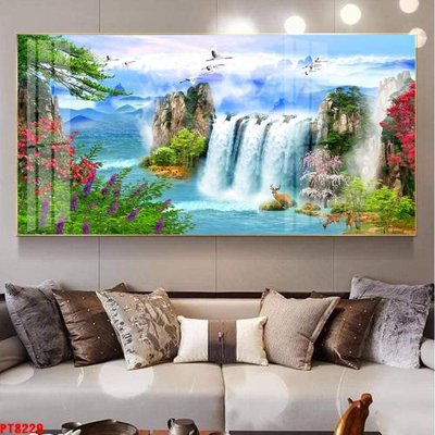 File in mica Tranh sơn thủy thác nước PT8229 (bản gốc) siêu trong
