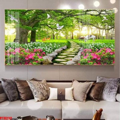 File ảnh Tranh sơn thủy thác nước PT8232 (gốc) in PP, decal