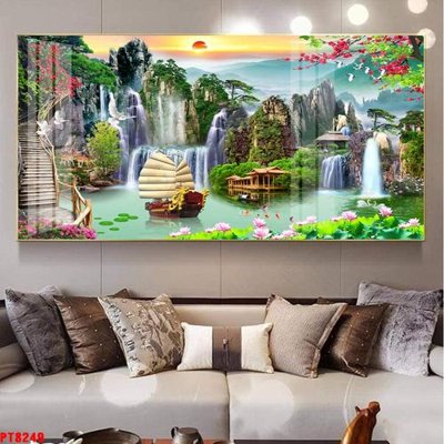 Tải file gốc Tranh sơn thủy thác nước PT8249 (in khổ lớn) quảng cáo
