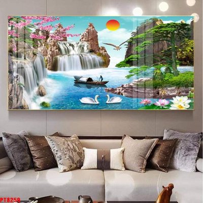 Tệp tin gốc Tranh sơn thủy thác nước PT8259 (chất lượng) Tranh sơn thủy thác nước PT8259