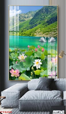 File gốc Tranh sơn thủy thác nước PT8260 (in tráng gương) nghệ thuật