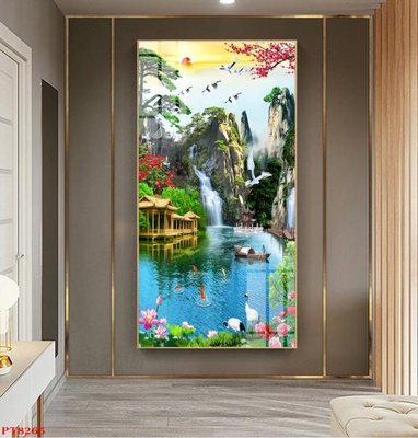 File tranh Tranh sơn thủy thác nước PT8265 (ảnh gốc) độ nét vượt trội