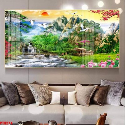 File gốc Tranh sơn thủy thác nước PT8274 (cho in 3D) độc đáo