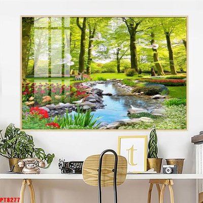File tranh ảnh gốc Tranh sơn thủy thác nước PT8277 dùng cho in khổ lớn