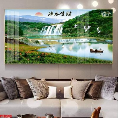 File tranh Tranh sơn thủy thác nước PT8303 (gốc) chủ đề thiên nhiên