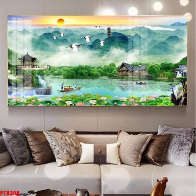 File PSD Tranh sơn thủy thác nước PT8308 (bản gốc) cho nhà in