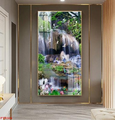 File gốc in ấn Tranh sơn thủy thác nước PT8324 chất lượng vượt trội
