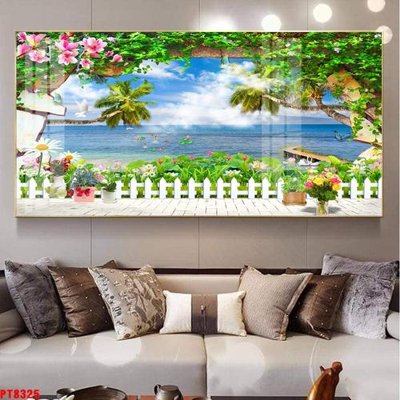 File PSD in ấn Tranh sơn thủy thác nước PT8325 (chất lượng cao)