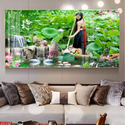 Download file Tranh sơn thủy thác nước PT8327 (chuẩn in) Tranh sơn thủy thác nước PT8327