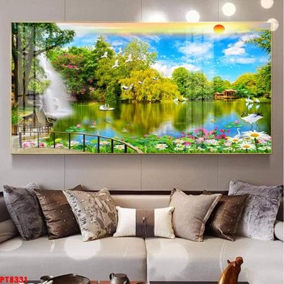 File tranh Tranh sơn thủy thác nước PT8331 (bản gốc) in lụa 3D