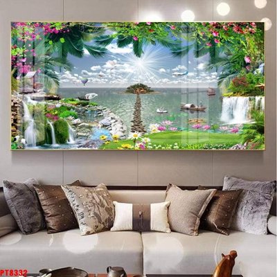 File tranh in trần Tranh sơn thủy thác nước PT8332 (ảnh gốc siêu nét)