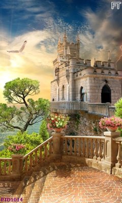 File ảnh File phong thủy đứng thác nước PTD1014 (gốc) in PP, decal