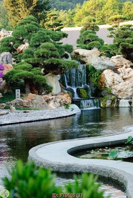 File tranh File phong thủy đứng thác nước PTD105 (bản gốc) in lụa 5D