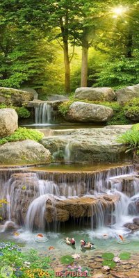 File tranh File phong thủy đứng thác nước PTD128 (gốc) in film