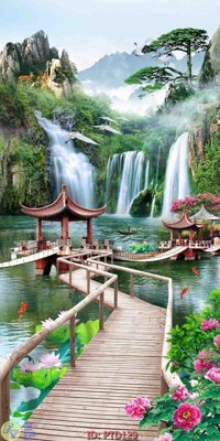 Tải file File phong thủy đứng thác nước PTD129 (ảnh gốc) in tranh kính