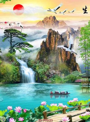 File gốc File phong thủy đứng thác nước PTD153 (vector) cho in ấn