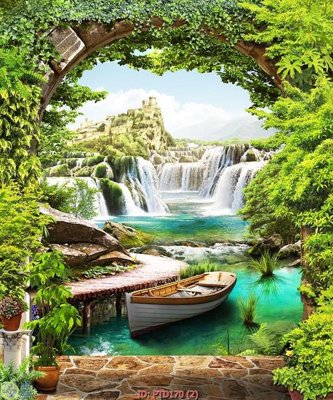 Tải về file tranh gốc File phong thủy đứng thác nước PTD170 (để in quảng cáo)