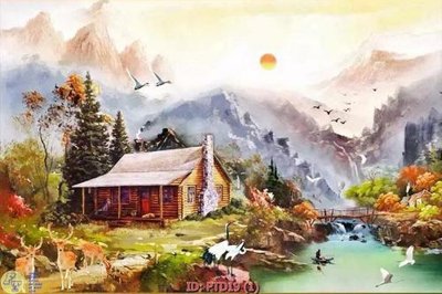 File PSD File phong thủy đứng thác nước PTD19 (bản gốc) đã tách nền