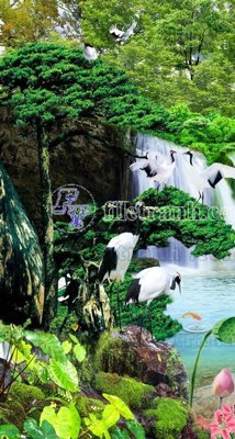 File PSD File phong thủy đứng thác nước PTD2020 (gốc) nhiều lớp (multi-layer)