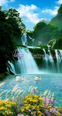 Tải file File phong thủy đứng thác nước PTD2036 (PSD) cho in tranh kính