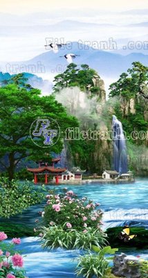 File PSD File phong thủy đứng thác nước PTD2037 (gốc) cho designer