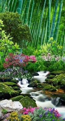 File tranh File phong thủy đứng thác nước PTD2046 (gốc) chủ đề thành phố