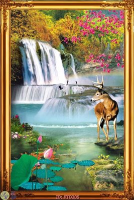 File tranh trang trí File phong thủy đứng thác nước PTD205 (tải file gốc)