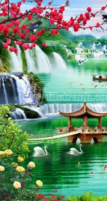 File PSD File phong thủy đứng thác nước PTD2071 (bản gốc) dễ dàng edit