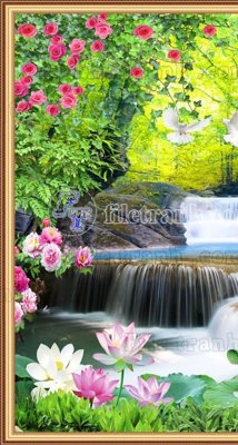 File gốc File phong thủy đứng thác nước PTD2076 (in tráng gương) ốp tường