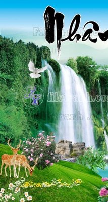 File gốc File phong thủy đứng thác nước PTD2096 (cho in UV) siêu nét