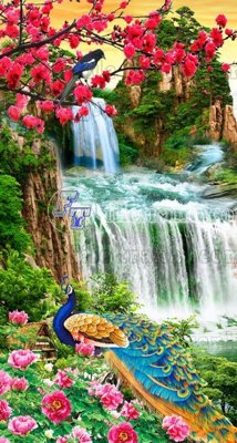 File gốc File phong thủy đứng thác nước PTD2120 (AI/EPS) cho in ấn