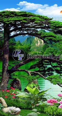 Tải file File phong thủy đứng thác nước PTD2127 (ảnh gốc) in gạch men