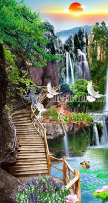 File in ấn File phong thủy đứng thác nước PTD2153 (bản gốc) sắc nét