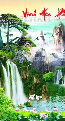 File ảnh gốc File phong thủy đứng thác nước PTD2154 (chuyên in mica)