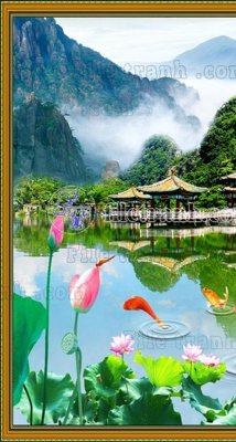 Tải file File phong thủy đứng thác nước PTD2156 (gốc) in tranh tráng gương