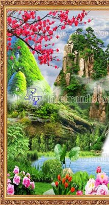 Download file tranh File phong thủy đứng thác nước PTD2162 (file gốc PSD)