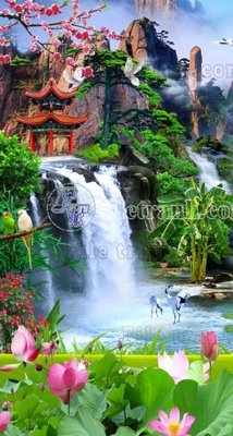 File gốc File phong thủy đứng thác nước PTD2165 (dành cho trang trí nội thất)