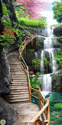 File gốc File phong thủy đứng thác nước PTD226 (cho in 3D) độc đáo