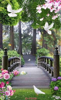 File tranh File phong thủy đứng thác nước PTD228 (gốc) in film