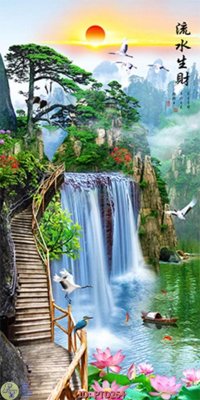 Tải file File phong thủy đứng thác nước PTD264 (ảnh gốc) in gạch men