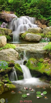 File gốc File phong thủy đứng thác nước PTD273 (in lụa) trang trí tường